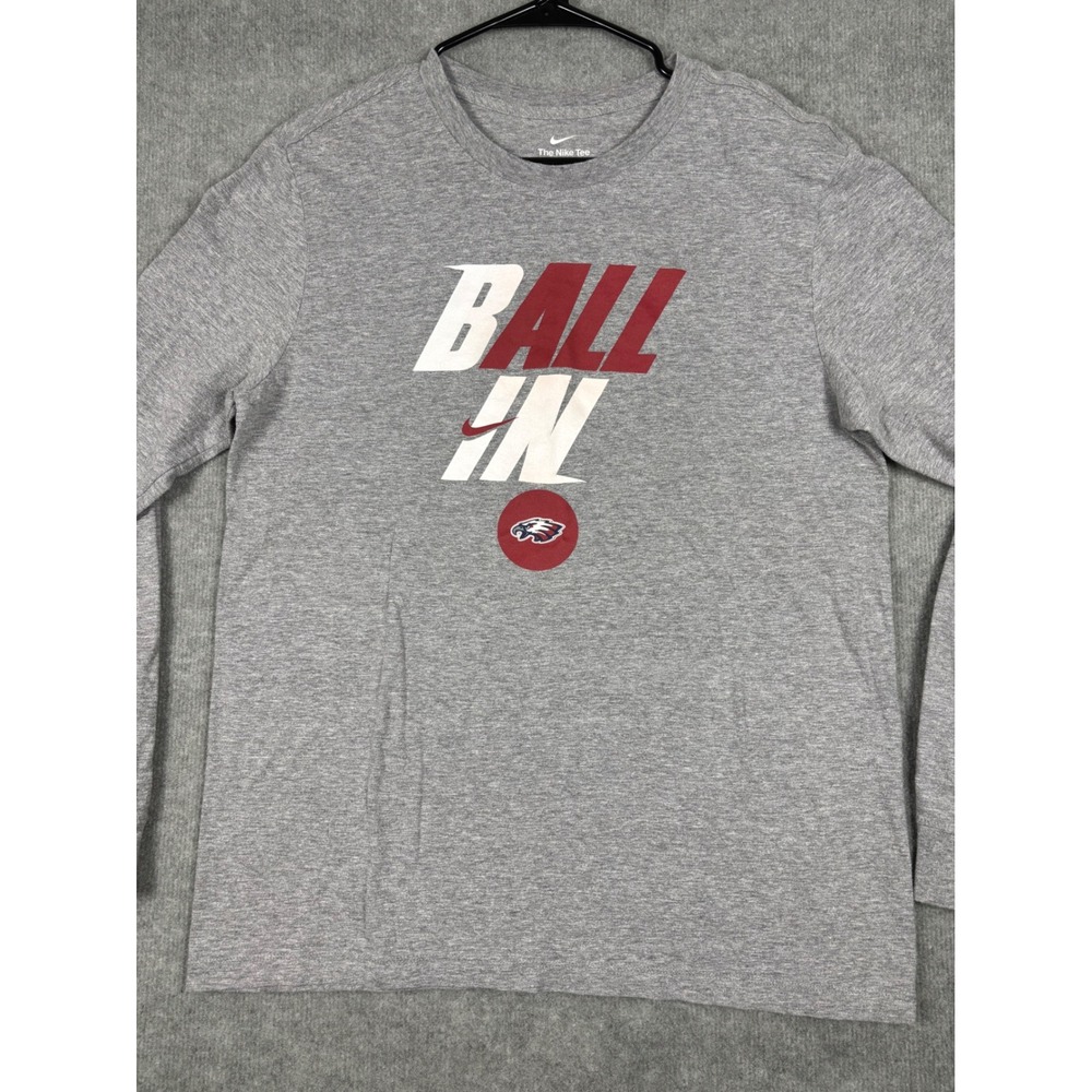 Nike‎ The Nike Tee Long Sleeve Ball In Graphic Shirt Medium Gray - Picture 2 of 8